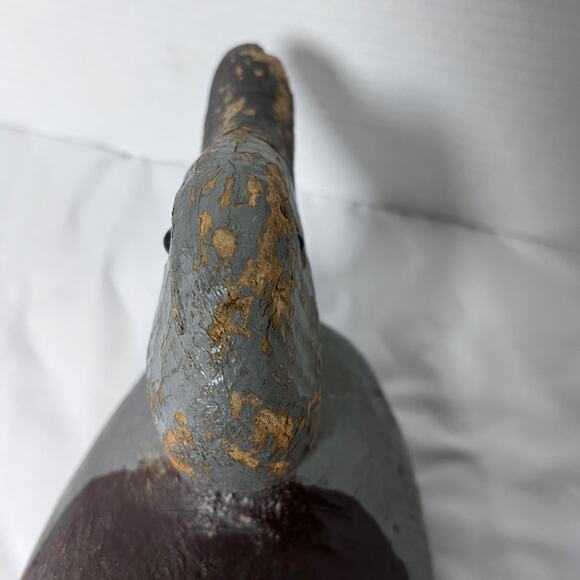 Mid 1900s VTG Hand Carved Wooden Mallard Duck Hunting Decoy Antique Metal Keel - Picture 9 of 14